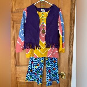 American Girl Colorful Bohemian Outfit with Fringe Vest